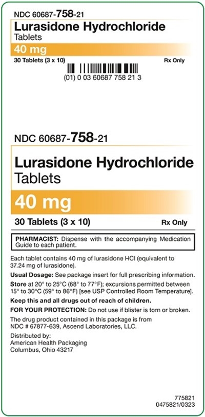 40 mg Carton.jpg 40 mg Lurasidone Hydrochloride Tablets Carton - 40 mg Carton